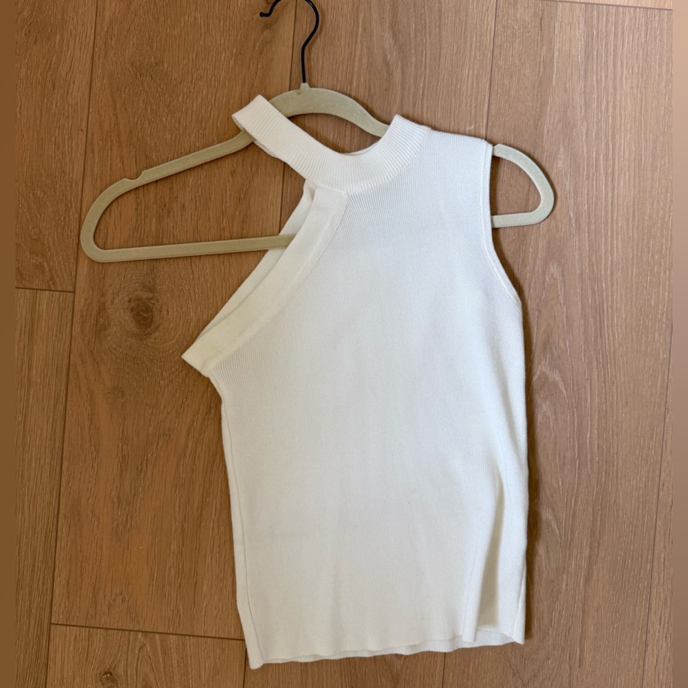 Elegant Asymmetrical White Sleeveless Top
